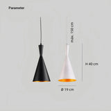 Lámpara colgante cónica moderna LED de metal para comedor
