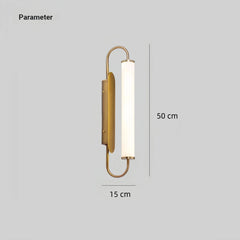 Aplique de pared moderno LED con acabado dorado para pasillo