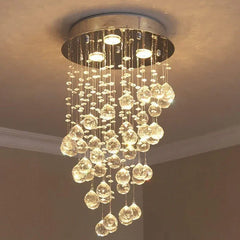 Lámpara colgante moderna de cristal LED con efecto lluvia para entrada
