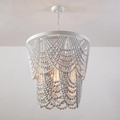 Lámpara colgante de cuentas de madera para salón de estilo bohemio