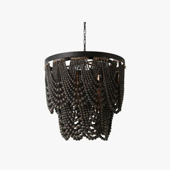 Lámpara colgante de cuentas de madera para salón de estilo bohemio