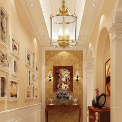 Lámpara Colgante de Vidrio y Cobre Estilo Americano