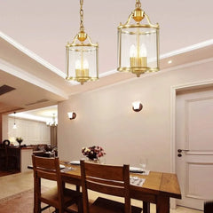 Lámpara Colgante de Vidrio y Cobre Estilo Americano