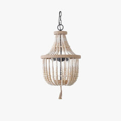 Lámpara colgante vintage de cuentas de madera de estilo bohemio
