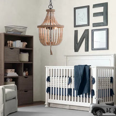 Lámpara colgante vintage de cuentas de madera de estilo bohemio