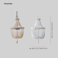 Lámpara colgante vintage de cuentas de madera de estilo bohemio
