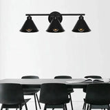 Aplique pared negro interior diseño vintage industrial de tres luces