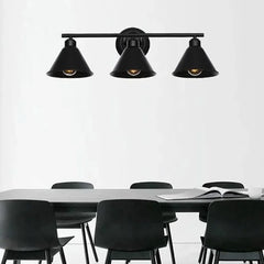 Aplique pared negro interior diseño vintage industrial de tres luces