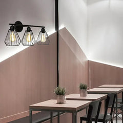 Aplique pared negro interior diseño vintage industrial de tres luces