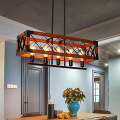 Lámparas led para cocina diseño rectangular de madera elegante