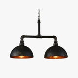 Lampara colgante industrial negra diseño retro de doble luz para comedor