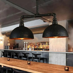 Lampara colgante industrial negra diseño retro de doble luz para comedor