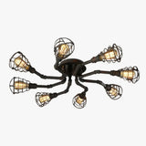Lampara de techo vintage industrial diseño de hierro y tuberías para comedor