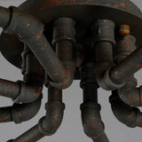 Lampara de techo vintage industrial diseño de hierro y tuberías para comedor