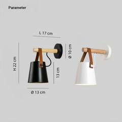 Aplique de pared nórdico LED de madera y metal para mesita de noche