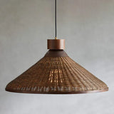 Lámparas de mimbre diseño vintage forma sombrilla elegante