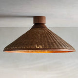 Lámparas de mimbre diseño vintage forma sombrilla elegante