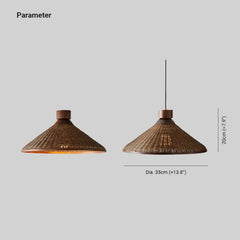 Lámparas de mimbre diseño vintage forma sombrilla elegante