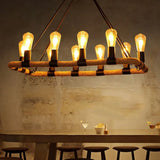 Lámpara industrial colgante de cuerda rectangular de 10 luces para comedor