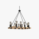 Lámpara industrial colgante de cuerda rectangular de 10 luces para comedor