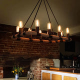 Lámpara industrial colgante de cuerda rectangular de 10 luces para comedor