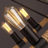 Lámpara industrial colgante de cuerda rectangular de 10 luces para comedor