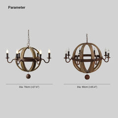 Lámpara Colgante Vintage de Madera Estilo Americano