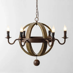 Lámpara Colgante Vintage de Madera Estilo Americano