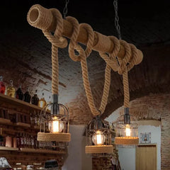 Vintage lamparas colgantes diseño creativo de jaula de cuerda