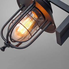 Aplique exterior industrial tipo farol negro IP65 para porche