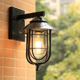 Aplique exterior industrial tipo farol negro IP65 para porche