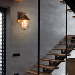 Aplique de Pared Exterior Vintage Industrial con Diseño en Jaula