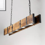 Lamparas colgantes de madera para comedor diseño rectangular retro