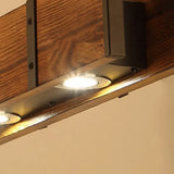 Lamparas colgantes de madera para comedor diseño rectangular retro