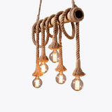 Lámpara colgante vintage diseño creativo con cuerda de yute