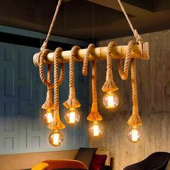 Lámpara colgante vintage diseño creativo con cuerda de yute