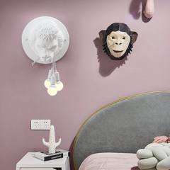 Aplique de Pared Cabeza de Gorila Estilo Nórdico para Salón