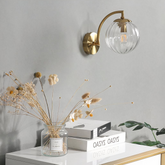 Aplique de Pared de Vidrio Dorado Moderno con Esferas para Salón