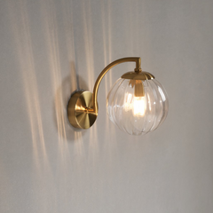 Aplique de Pared de Vidrio Dorado Moderno con Esferas para Salón