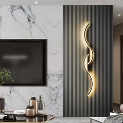 Aplique de Pared LED Moderno Diseño S de Metal Negro para Salón