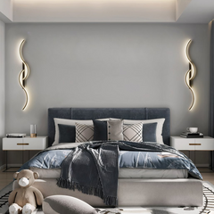 Aplique de Pared LED Moderno Diseño S de Metal Negro para Salón