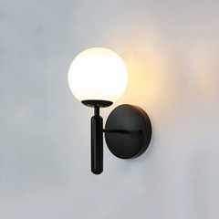 Aplique Pared Bola Blanca de Vidrio LED Moderno para Mesita de Noche