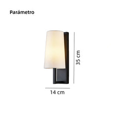 Aplique de Pared Tela Moderno con Base Negra para Mesita de Noche
