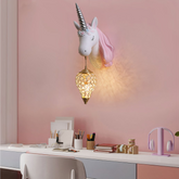Aplique de Pared Infantil Unicornio de Resina con Luz Suave