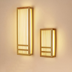 Aplique de pared de madera japonés regulable para dormitorio