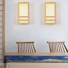 Aplique de pared de madera japonés regulable para dormitorio