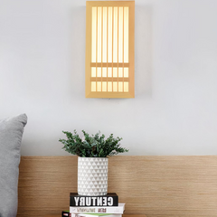 Aplique de pared de madera japonés regulable para dormitorio