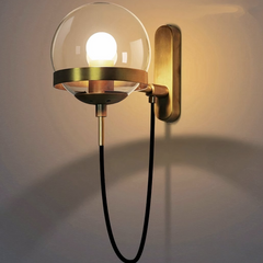 Aplique Globo de Vidrio LED Dorado Moderno para Mesita de Noche