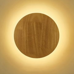 Aplique pared redondo de madera LED estilo nórdico para salón