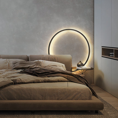 Aplique de pared redondo LED moderno minimalista negro para salón